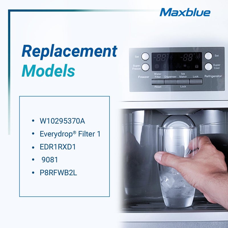 Maxblue W10295370A Replacement for EverydropÂ® Filter 1, WhirlpoolÂ® EDR1RXD1, EDR1RXD1B, P8RFWB2L, P4RFWB, KenmoreÂ® 46-9081, 46-9930, MB-F38 Refrigerator Water Filter, 3 Filters (Package May Vary) - Image 4